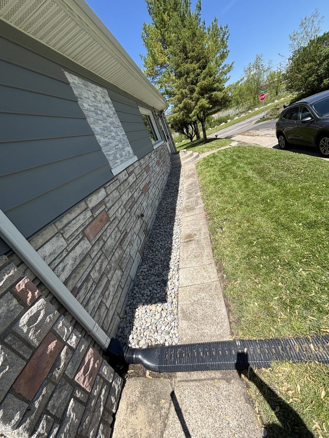 Decorative rock installation completed by Clean Edge